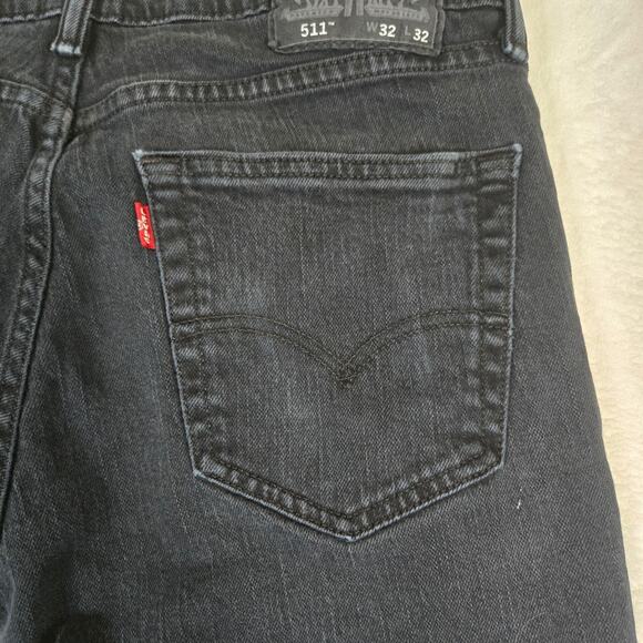 Levi's 511 Jeans Mens Straight Leg Denim Mens 32x32 Black 0704 - Picture 9 of 11